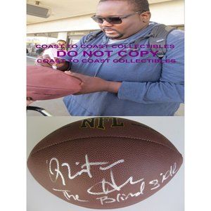QUINTON AARON,BLIDE SIDE,RAVENS,OLE MISS,SIGNED,AUTOGRAPHED,NFL FOOTBALL,PROOF